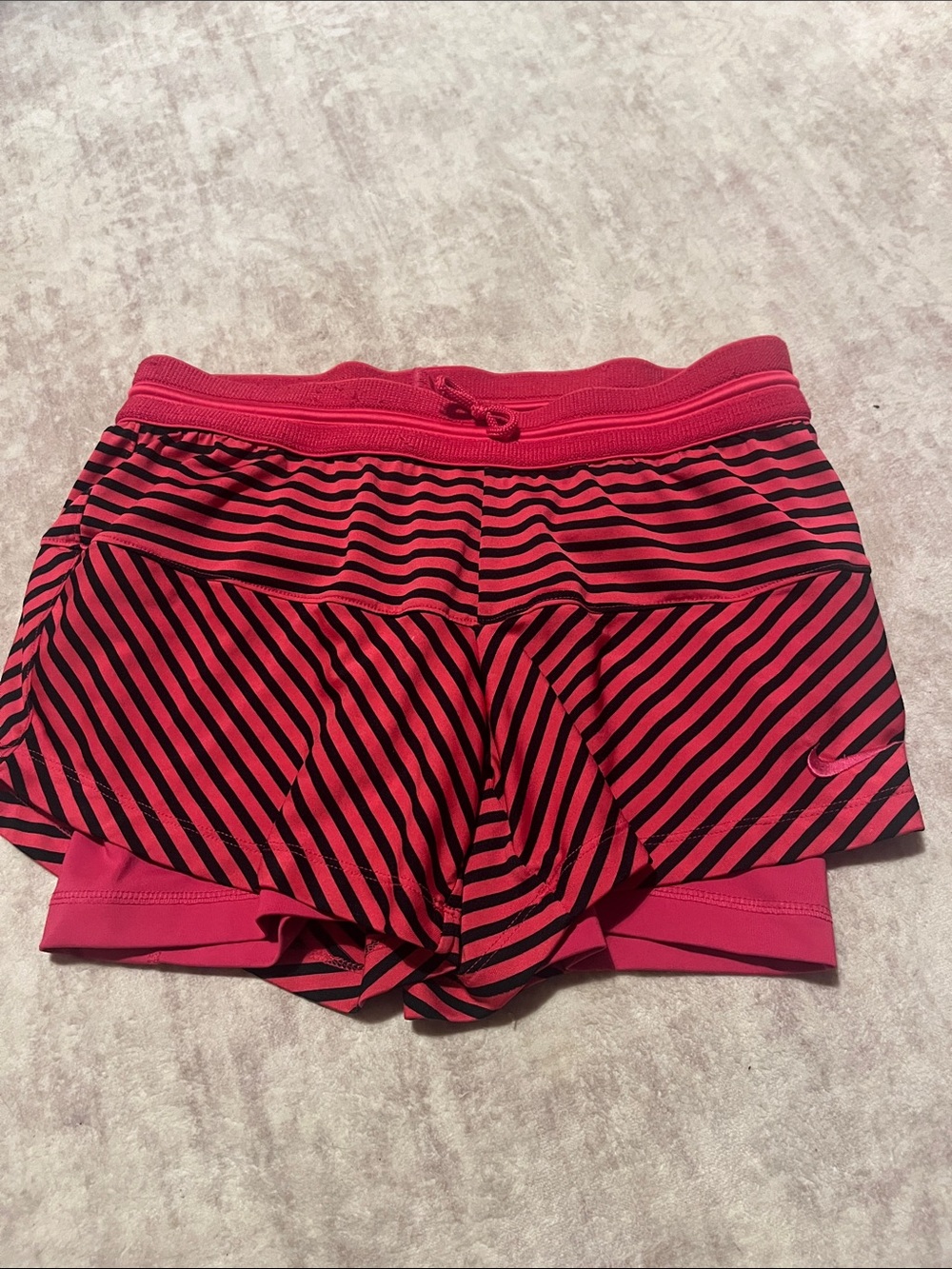 Nike Black & Pink Striped Athletic Shorts